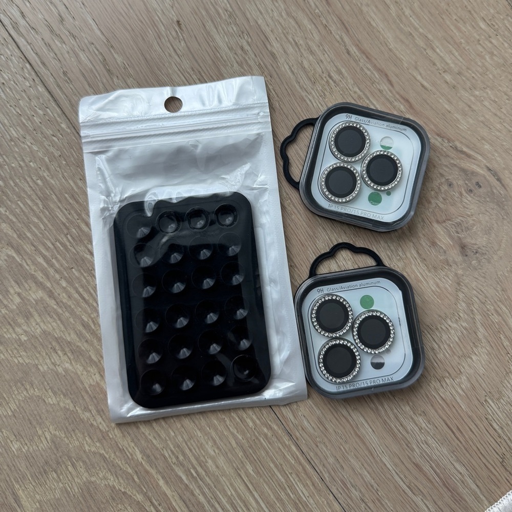 Phone Suction Mount and iPhone 15 Pro Max Glitter Lenses